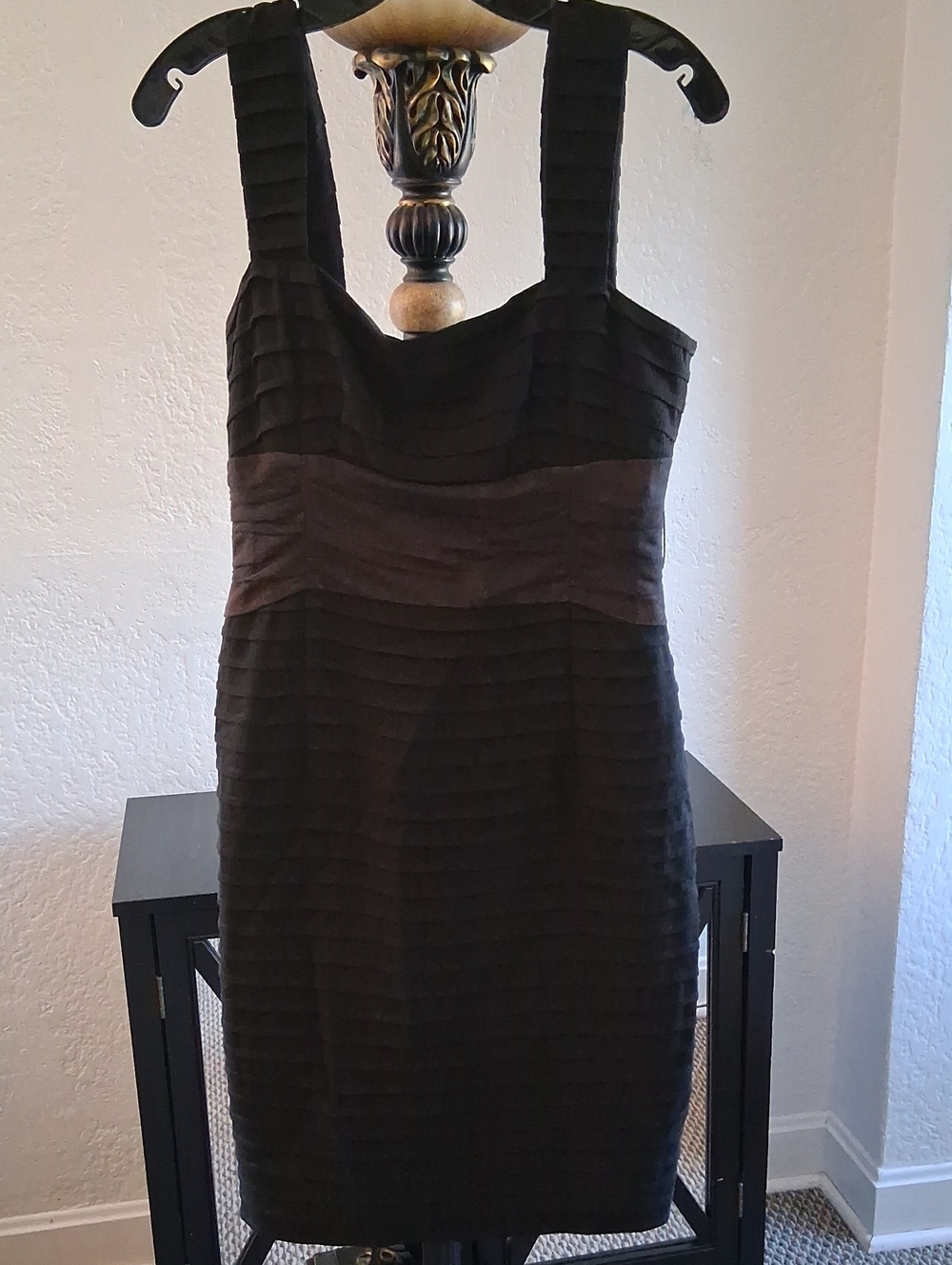 Nanette Lepore Black Layered Strap Midi Dress